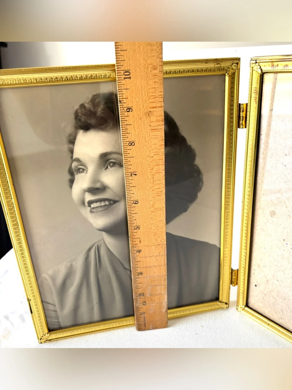 8x10 Large Gold Tone Double Hinge Picture Frame Ornate Vintage 2 Photo Frames